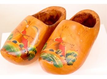 A Pair Of Hand Carved, Wooden Clogs From Holland