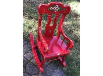 1973  Red Hand Painted Rocking Chair By JS Ebersol