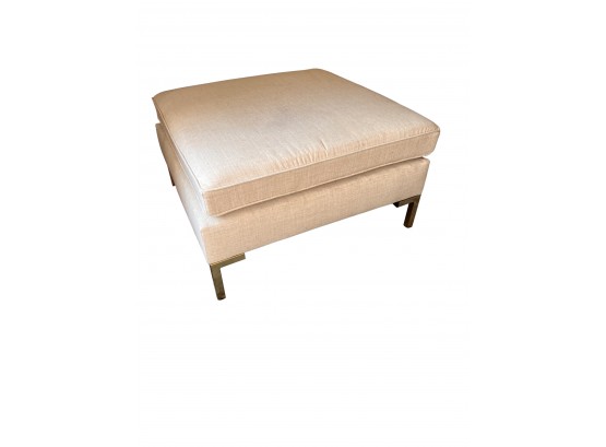 Square Upholstered Footed Ottoman With Gold Legs