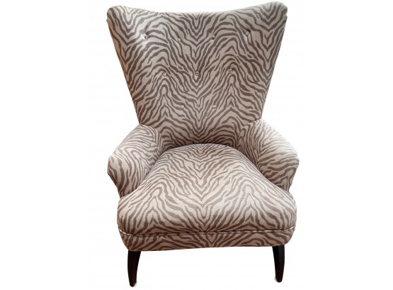 Upholstered Wing Back Chair  - Zebra Pattern
