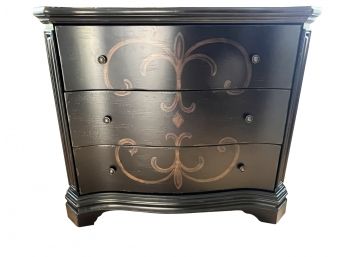 Black Three Drawer Dresser With Decorative Front