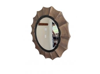 Large Round Wooden Decorative Mirror