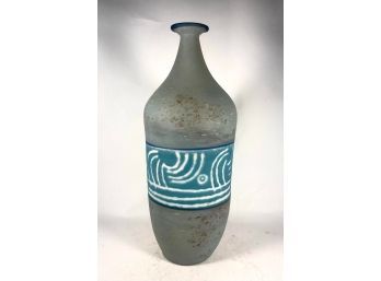 Signed Art Glass Studio Vase By Joshua Rodine Moderne Design Great Bottle Form
