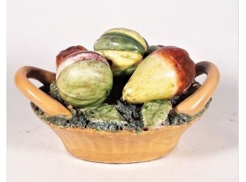 Antique Staffordshire Basket Of Fruit #1