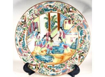 Very Early Chinese Export Rose Famille Dinner Plate Great Detail