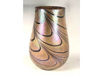Vintage Art Glass Iridescent Swirled Vase