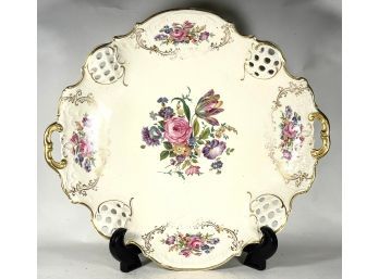 Large Rosenthal Porcelain Fancy Latticed Handled Serving Bowl