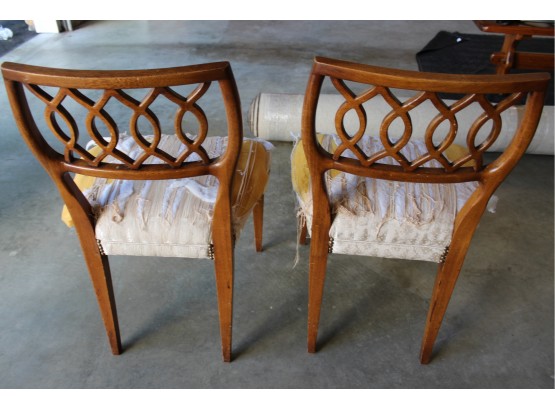 Set Of 6 Wood Chairs (4 Side, 2 Arm) Needs New Upholstery