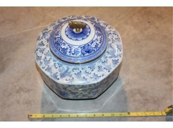 Blue And White Decor Pot