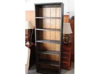 77 By 29 6 Shelf Bookcase - Black With Wood Panel Back