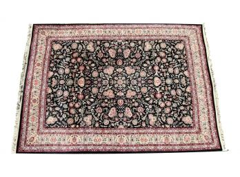 Fine Hand Knotted Wool Rug With Floral Theme And Hand Tied Fringes  102' X 137'