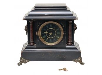 Rochford Antique Mantel Clock With Lion Heads