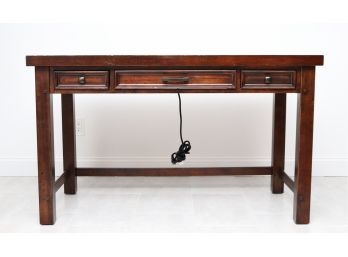 Solid Wood Block Desk With Electrical Charging Station