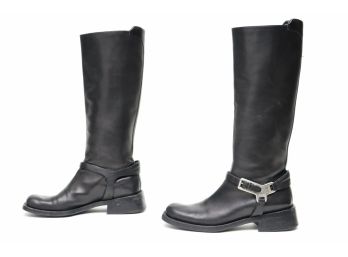 Prada Women Black Leather Boots Size 9