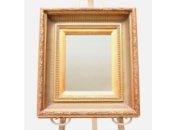 19th Century Gold Gild Wood Framed Mirror With Gilded Stucco Channels