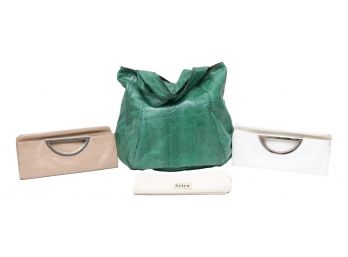 Beirn Green Leather Satchel Handbag Plus Clutches