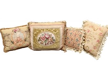 Assortment Of 4 Vintage Needlepoint Pillows