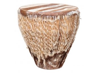 Vintage African Zebra Mane Hair Handmade Drum Or Table