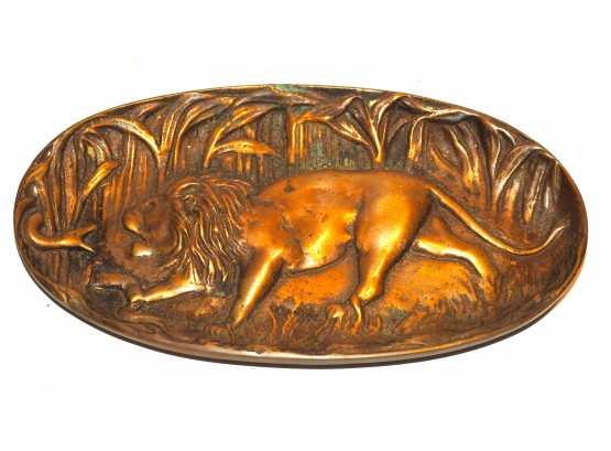 Antique Bronze Lion And The Serpent Coin Tray