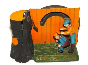 Cast Iron Leap Frog Coin Bank