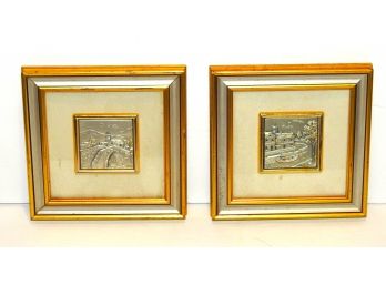 Lot Of 2  Alliani Art 925 Silver Framed Picture Pressing