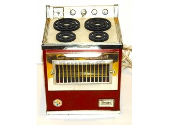 Vintage Working Sears Steelers Red & Chrome Toy Oven