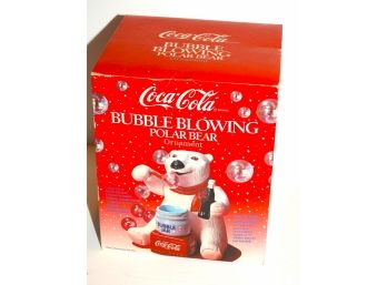 Large Coca Cola Blowing Bubbles Polar Bear Christmas Ornament
