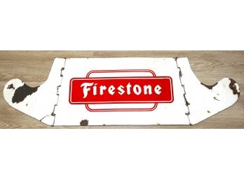 1950s Porcelain Metal Firestone Tires Sign Aprox. 40 Inches Long