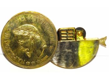 Huge Brass French Coin Lighter