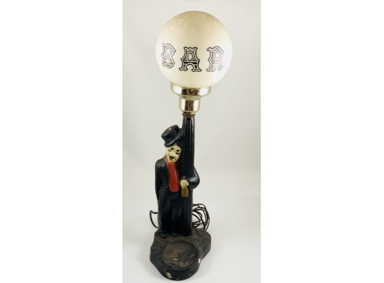 RARE Collectible Charlie Chaplin Ceramic Lamp With Original BAR Shade