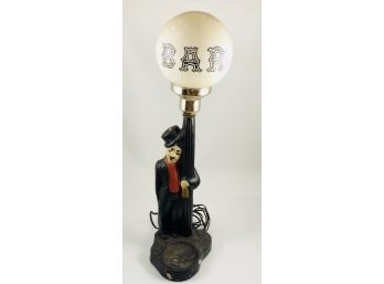 RARE Collectible Charlie Chaplin Ceramic Lamp With Original BAR Shade