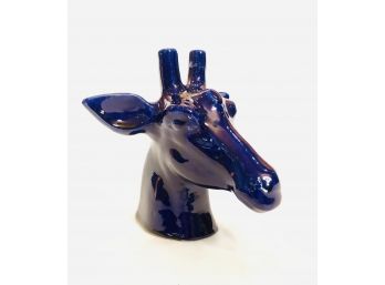 RARE Antique Blue Glazed Porcelain Giraffe Head Sculpture