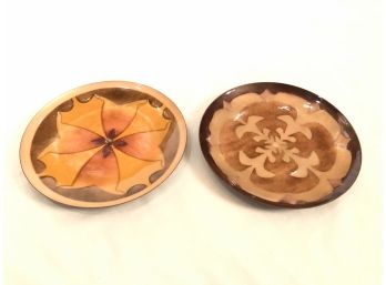Pair Of Matching Mid Century Enamel On Copper Plates