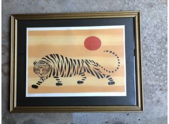 Signed Limited Edition Mid Century Kieth Llewelyn De Carlo Tiger Lithograph #45/275