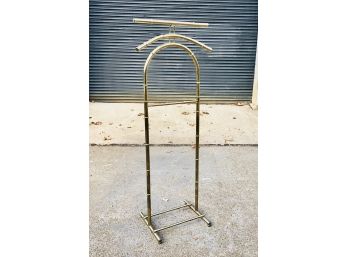 Mid Century Modern Faux Bamboo Brass Colored Valet Or Towel Stand