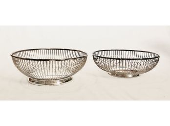Pair Of Vintage Italian Stainless Steel Fruit Bowls