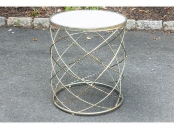 Ribboned Silver Accent Table