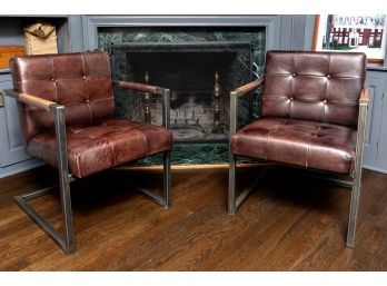 Restoration Hardware Milano Tufted Leather Chairs