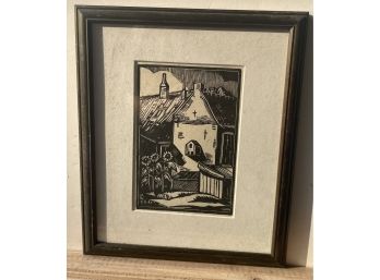 Framed Woodblock Print By Hans Krug