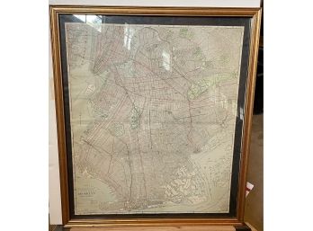 100 Year Old Framed Map Of Brooklyn