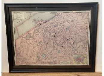 Framed Map Of Cleveland- 1895