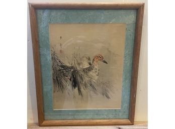 Framed Watercolor On Rice Paper