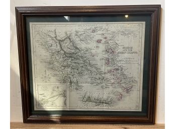 Framed Map Of Greece- 1885