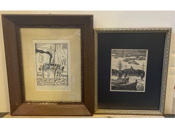 Two Framed Ship Prints