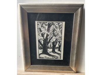 Framed Belgium Woodblock Print- 1930