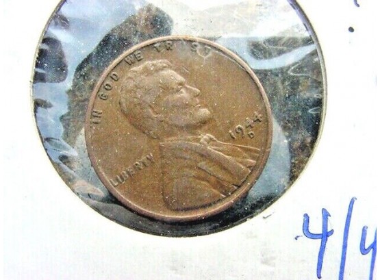 1944 D  Lincoln Cent  With  4 Over 4 , Item # 2