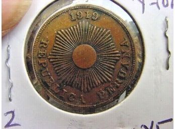 1919  Peru  Dos  Centavos  XF