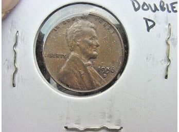 1956 D  Lincoln  Cent With Slight Double D