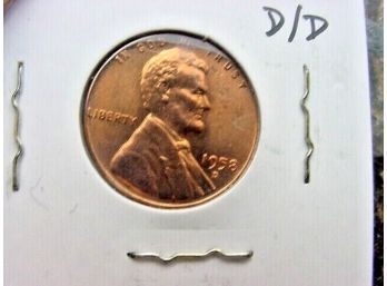 1958 D  Lincoln Penny  W/ Slight D Over D
