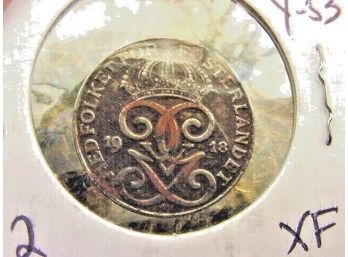 1918  Sweden  2  Ore  Iron Coin  XF